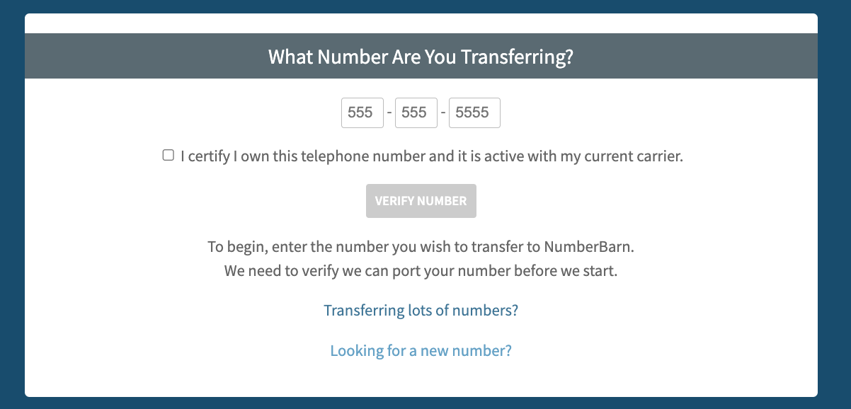 Porting your number to NumberBarn is pretty quick