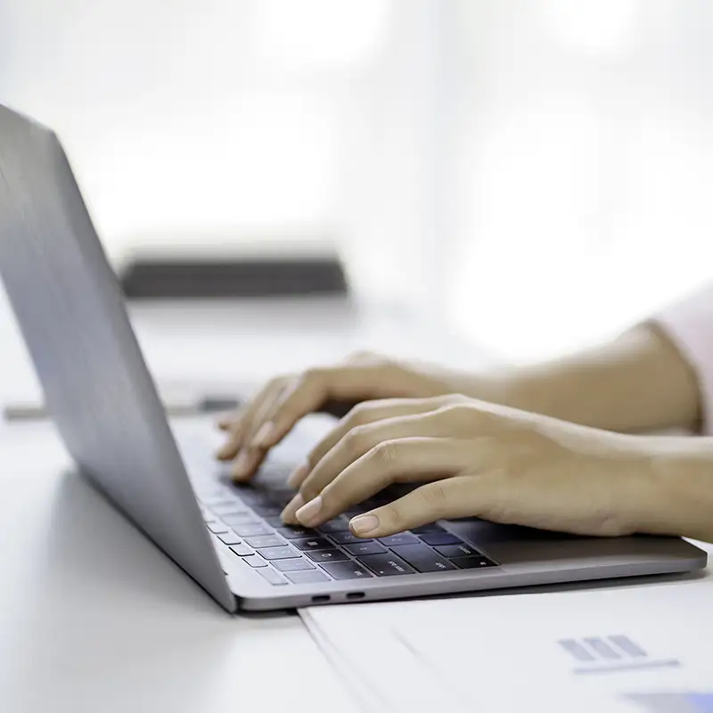 searching on a laptop